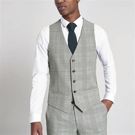 grey check waistcoat.